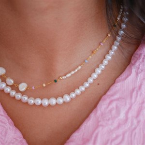 Vergoldete Halskette Pearlie von Enamel | N67G